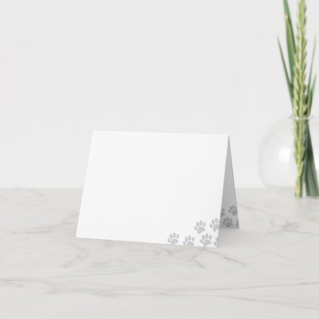 Gray Puppy Paw Prints Blank Note Card (Front)