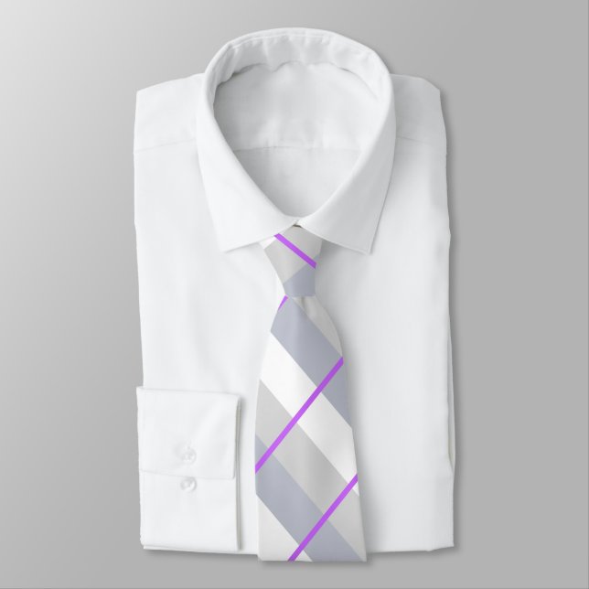Gray/Purple Striped Tie (Tied)