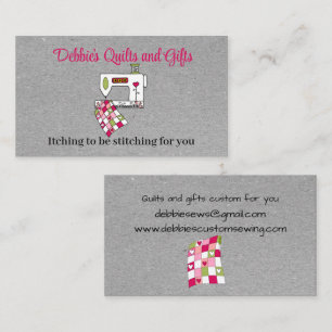 Gray Quilting with Sewing Machine Business Card