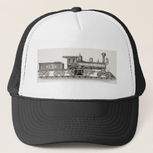 Gray Railroad Steam Engine Vintage Trucker Hat