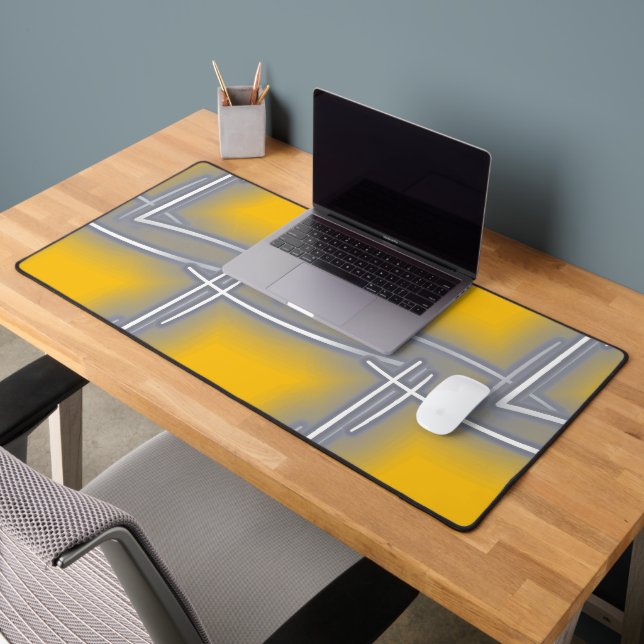 Gray Rectangular Abstract Art  Desk Mat (Office 2)