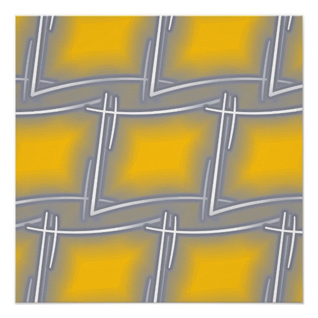 Gray Rectangular Abstract Art  Poster (Front)