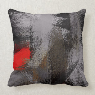 Gray Red Abstract #2 Cushion