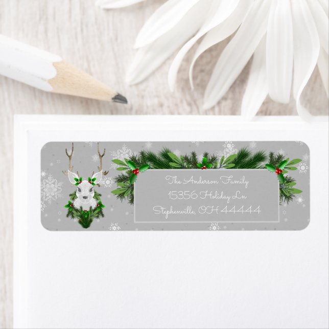Gray Reindeer Address Labels (Insitu)