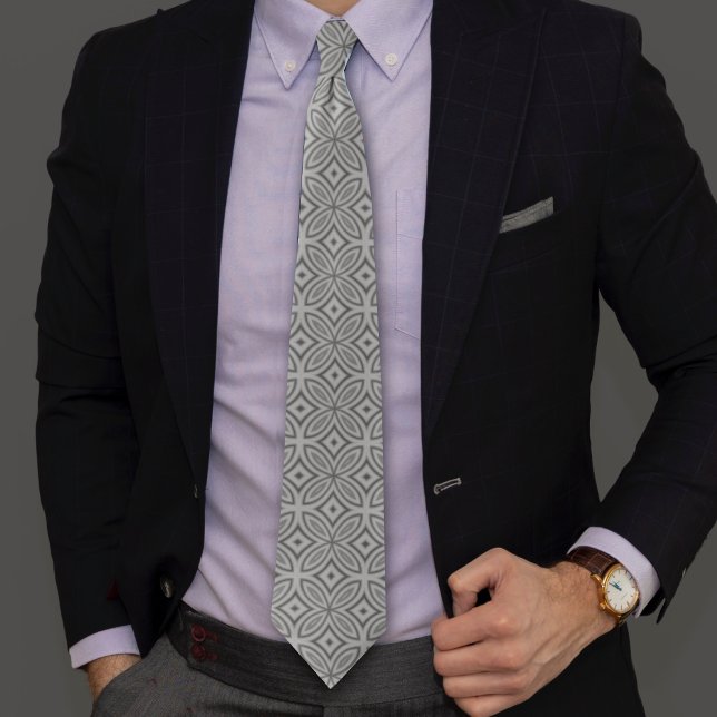 Gray retro geometric abstract pattern tie (Creator Uploaded)