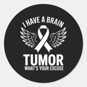 Gray Ribbon Brain Tumor Awareness Apparel For Men  Classic Round Sticker