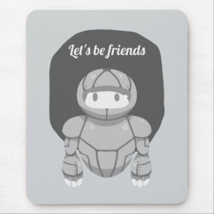 Gray robot on gray is friendly mouse pad