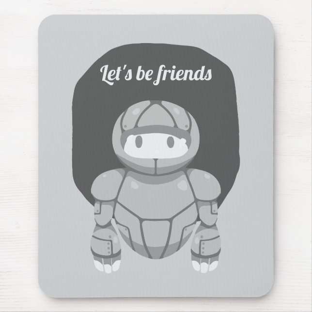 Gray robot on gray is friendly mouse pad (Front)