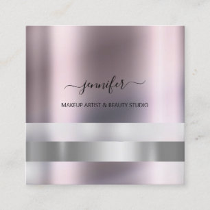 Gray Rose Makeup Artist Influencer Striped Ombré Square Business Card