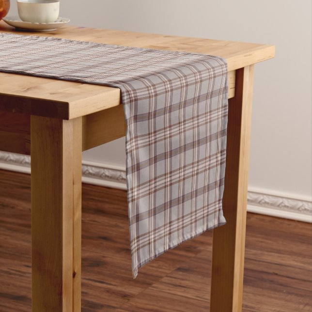 Gray Rose Plaid Classic Pattern Table Runner (In Situ)