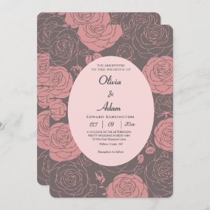 Gray Roses Wedding Invitation