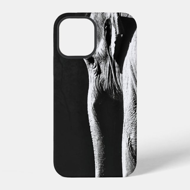 GRAY SCALE PHOTO OF ELEPHANT iPhone CASE (Back)