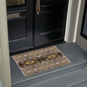 gray silver gold and black art deco pattern doormat