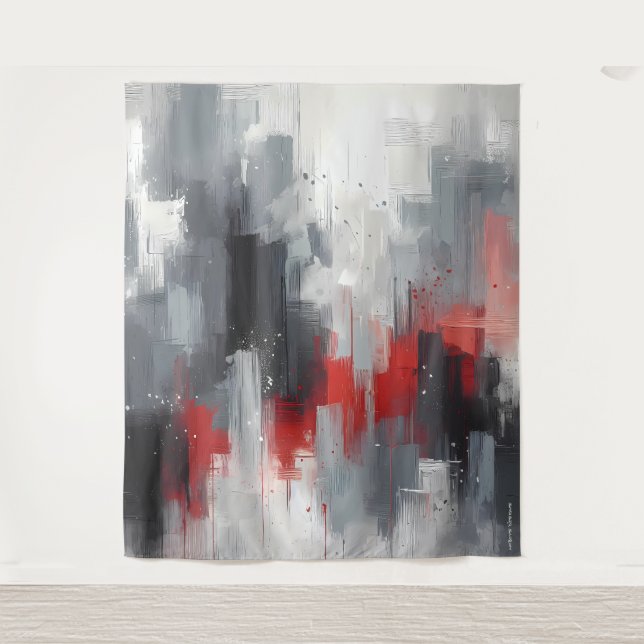 Gray, Silver & Red Tapestry (Front)