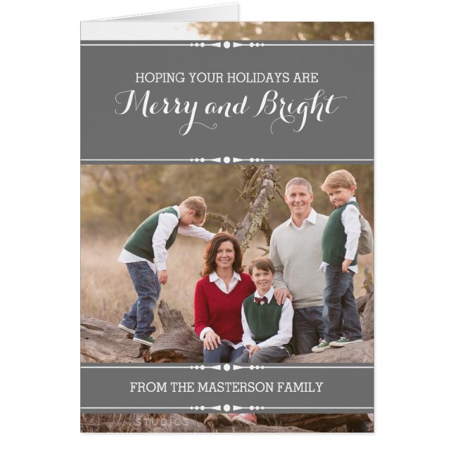 Gray Simply Chic Holiday Photo Card (Front)