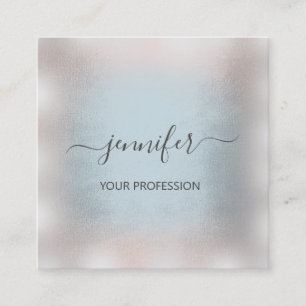 Gray Smoky Blue Rose Stripes Professional Makeup Square Business Card