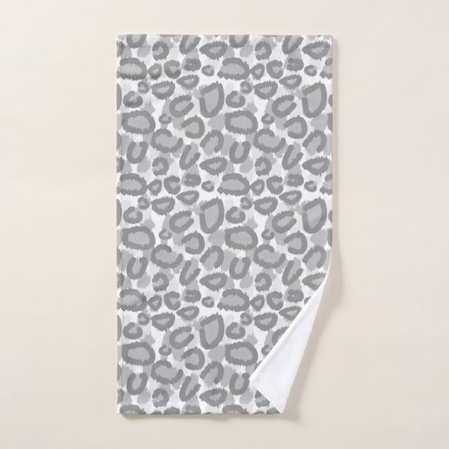 Gray Snow Leopard Hand Towel / Animal Print (Hand Towel)