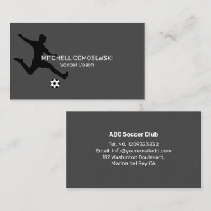 Gray Soccer Coach Modern Business Card