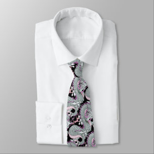 Gray Splash Dragon on Pink Tie