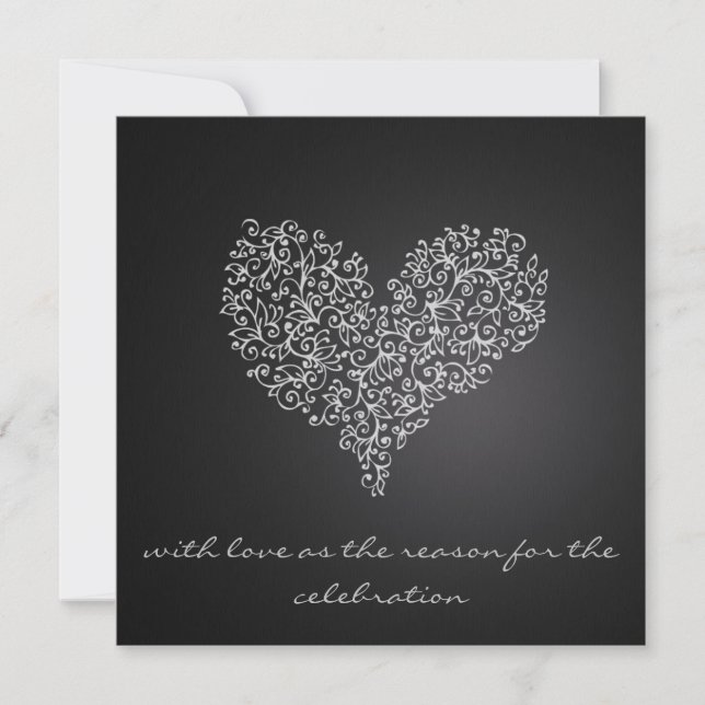 gray square wedding invitation "with love" (Front)