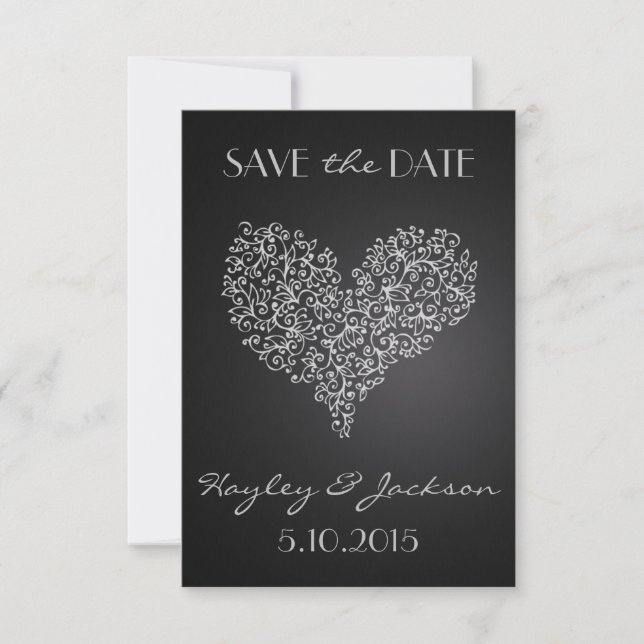 gray square wedding save the date card "with love" (Front)