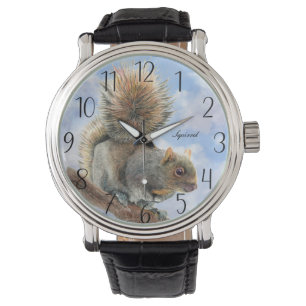 Gray Squirrel Pencil Drawing Watch