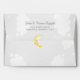 Gray & Star Print Interior Baby Shower Envelope