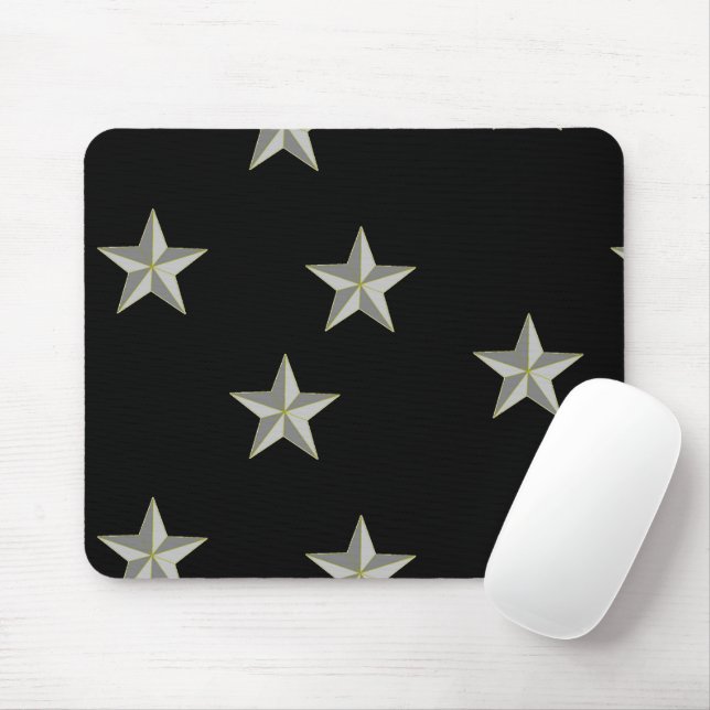 Gray stars pattern on black mouse pad (With Mouse)