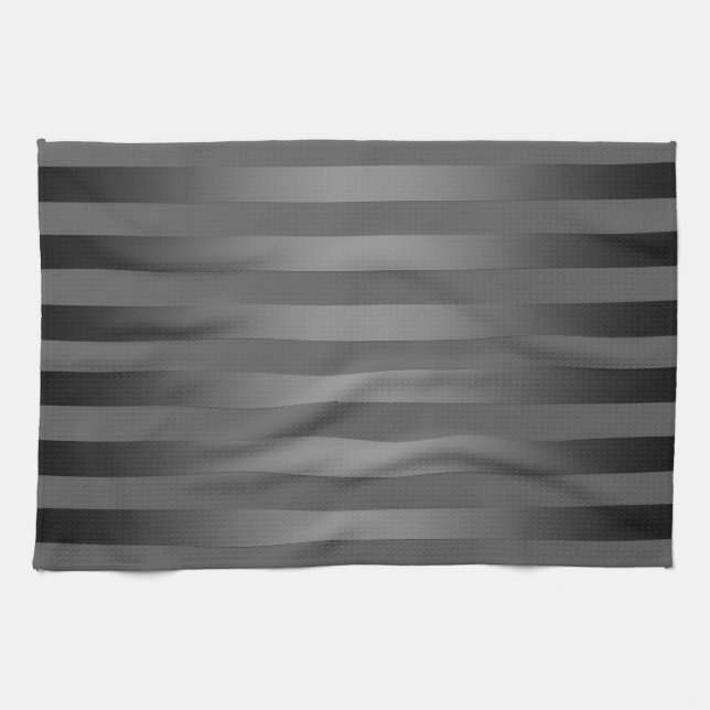 Gray, striped, gradient, gray stripes, simple tea towel (Horizontal)