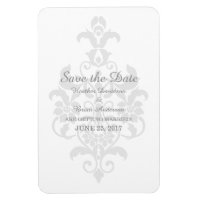 Gray Subtle Damask Save the Date Flexi Magnet