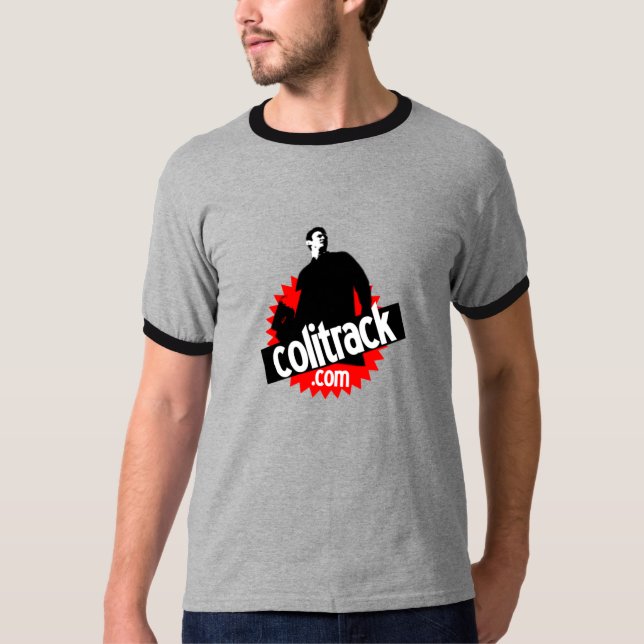 Gray tee-shirt black collar T-Shirt (Front)
