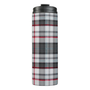 Gray textured tartan plaid  thermal tumbler