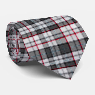 Gray textured tartan plaid tie