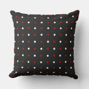 gray, turkey red and white dots cushion