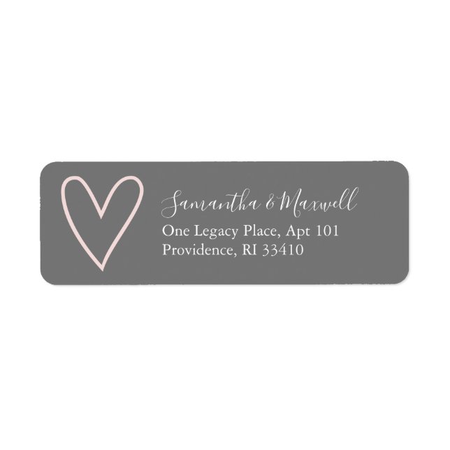 Gray Valentine Heart Address Labels (Front)