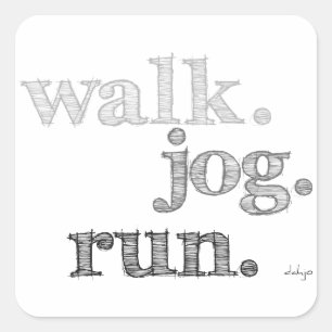 GRAY WALK JOG RUN (font SHADED) Square Sticker