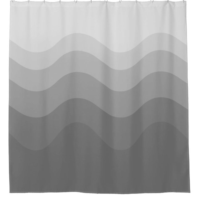 Gray Wavey Stripe Modern Shower Curtain (Front)