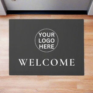 Gray Welcome logo l Professional Business Branding Doormat