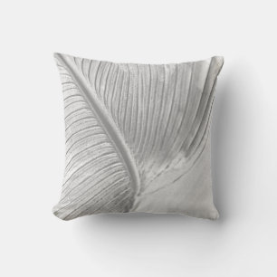 Gray & White Artistic Macro Leaf Design Cushion
