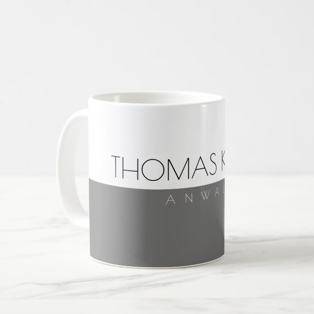 Gray White cup with its own name (Front Left)