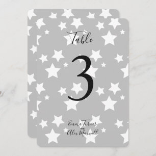 Gray White Stars Background   Table number cards