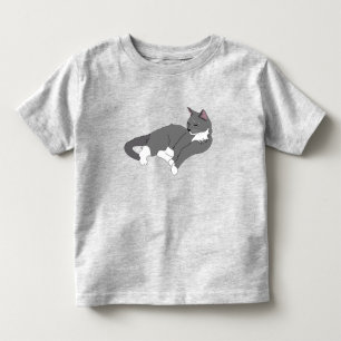 Gray & White Tuxedo Cat Toddler T-Shirt