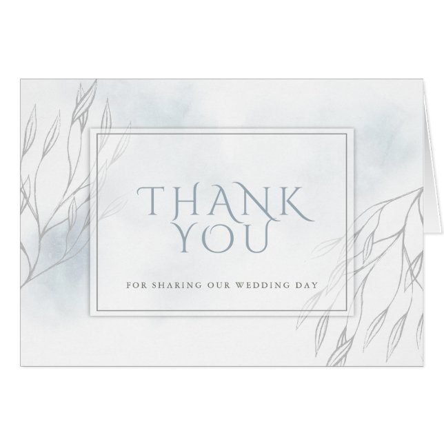 Gray Willow Branch and Dusty Blue Watercolor (Front Horizontal)