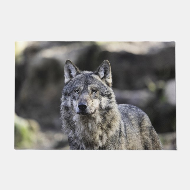 Gray Wolf Doormat (Front)