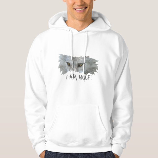 GRAY WOLF EYES Wildlife Hoodie (Front)