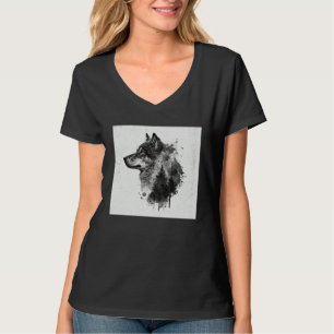Gray Wolf Paint Splatter Warrior Wild Animal Uniqu T-Shirt