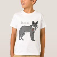 Gray wolf with pipe cartoon illustration