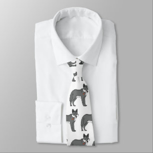 Gray wolf with pipe cartoon illustration tie