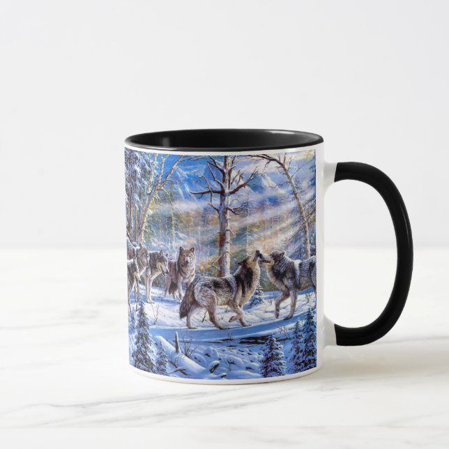 Gray Wolves Painting Mug (Right)