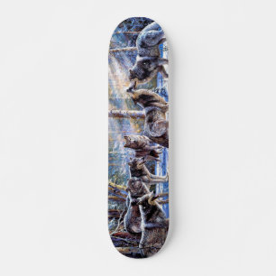 Gray Wolves Painting Skateboard